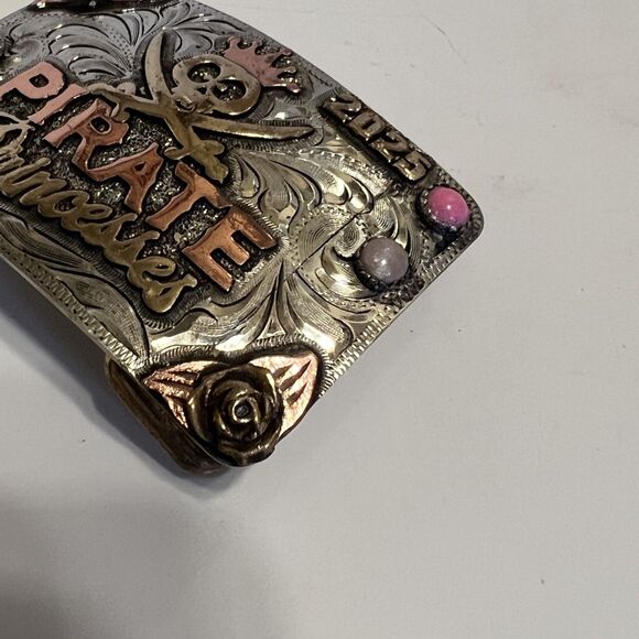 Rowdy Rose Pirate Princess Belt Buckle 2025 Western Cowgirl Skull Custom Pink main image 5